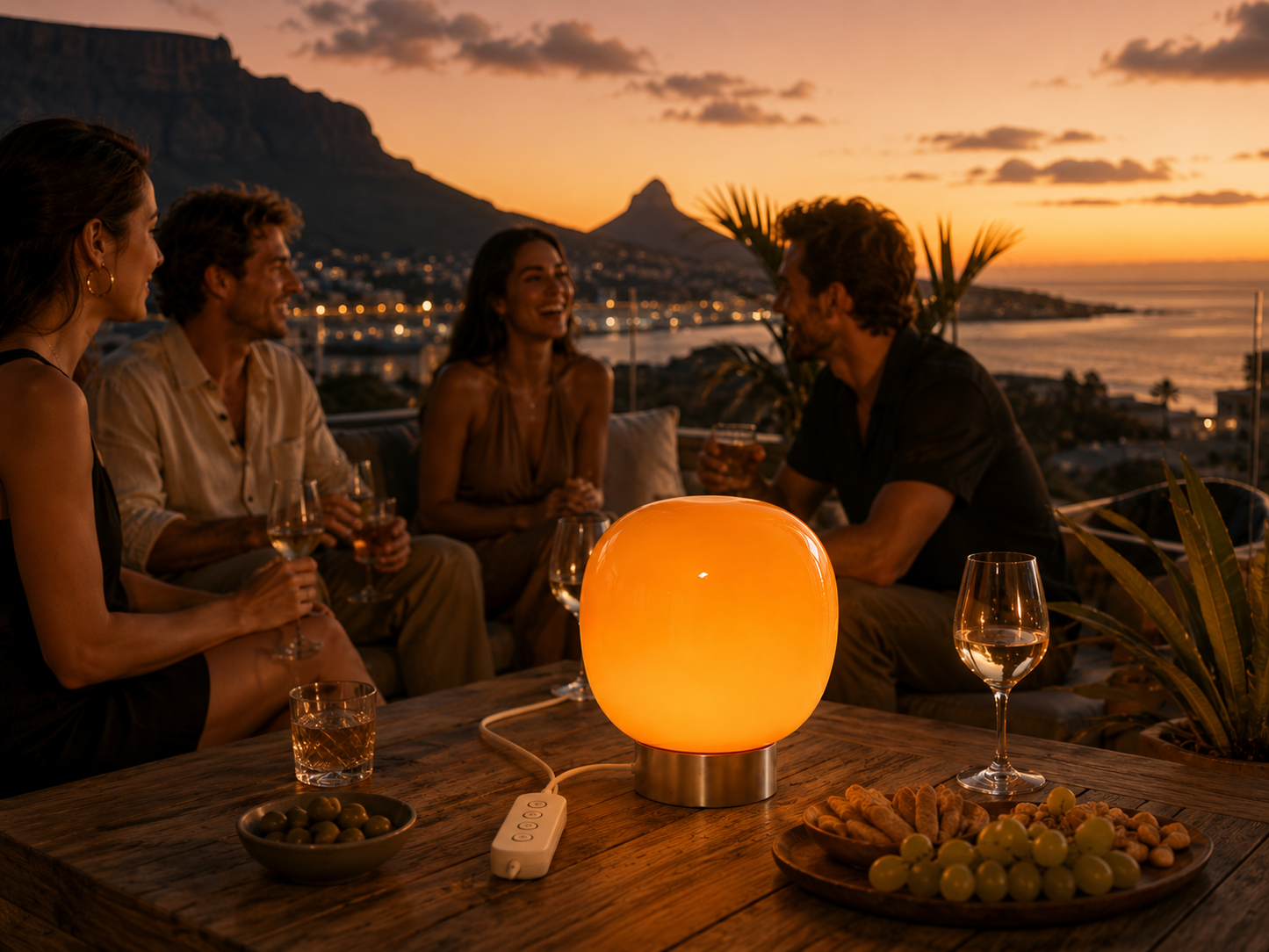 ASCEND 21 Amber Bloom Designlampe – Retro Tischlampe mit Warmem Ambiente-Licht, Stilvolle Wohnraumbeleuchtung für Wohnzimmer und Schlafzimmer