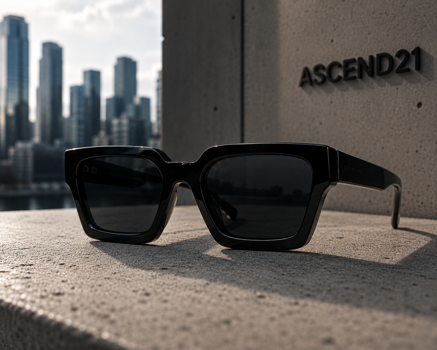 ASCEND21 Shadow Edge Sonnenbrille – Unisex Sonnenbrille mit markantem schwarzem Rahmen – Moderne kantige Sonnenbrille für Alltag, Reisen, Freizeit & City-Looks