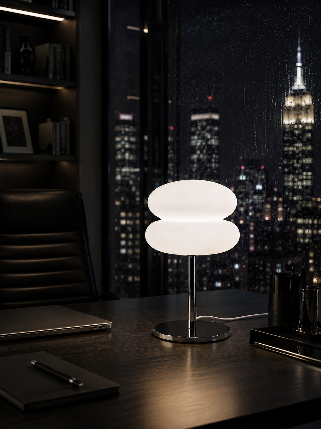 ASCEND 21 Aurora Pure – Futuristische LED Tischlampe mit weißem Lampenschirm, moderne Designlampe & Ambientelicht für Wohnzimmer, Schlafzimmer, Büro und Nachttisch