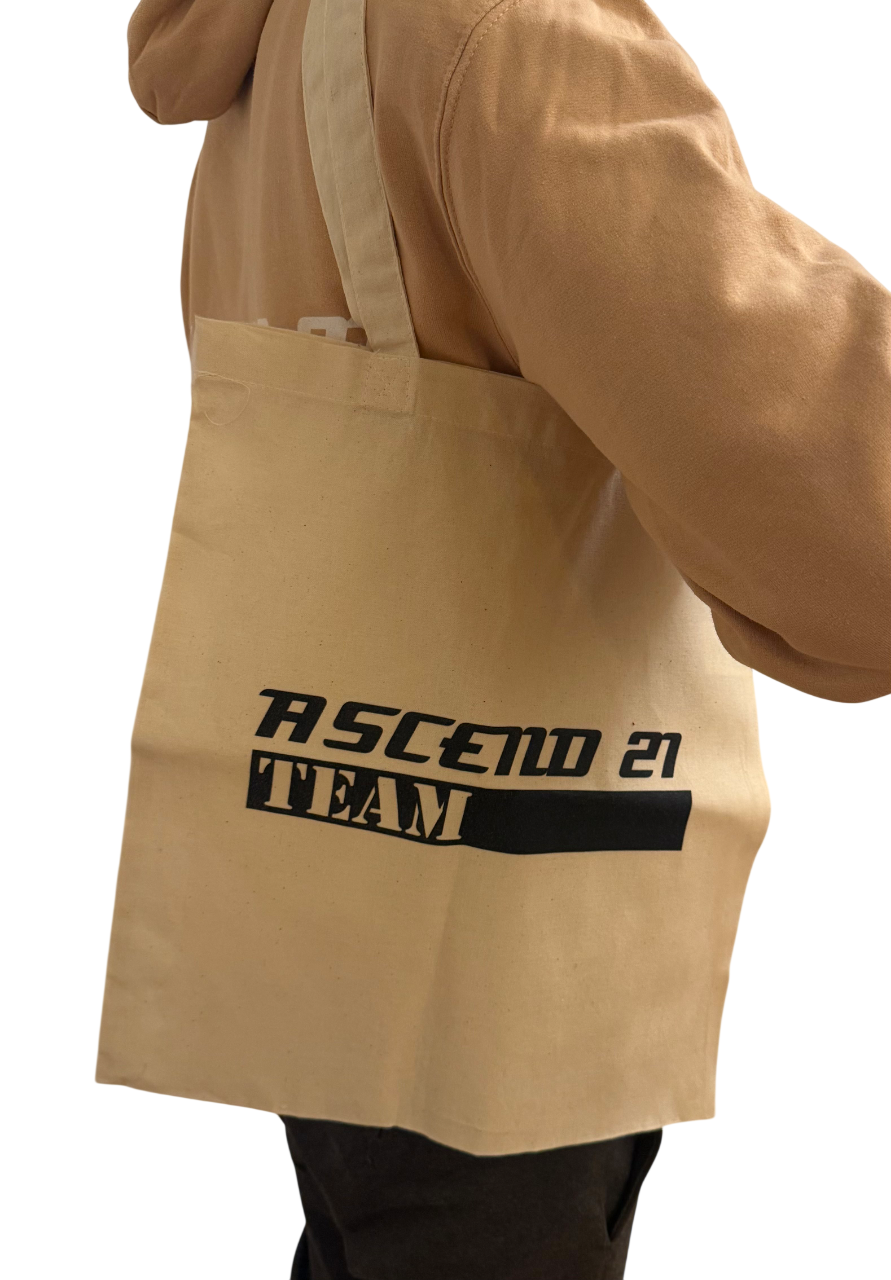 Ascend 21 TEAM Jutebeutel - Urban Canvas Bag mit Statement-Print