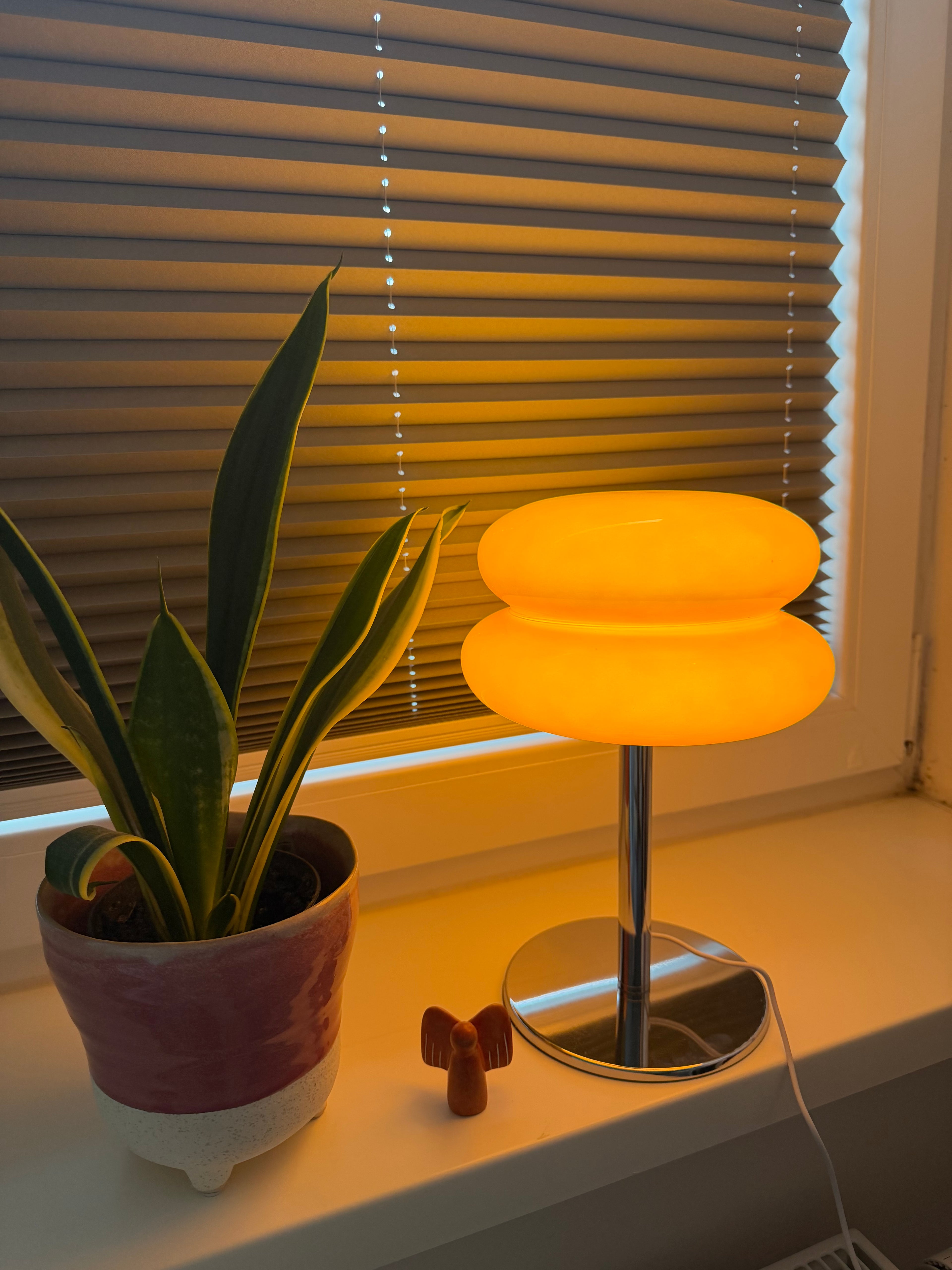 Aurora Flame - Tischlampe - Chromfuß & Kabel – Retro Look