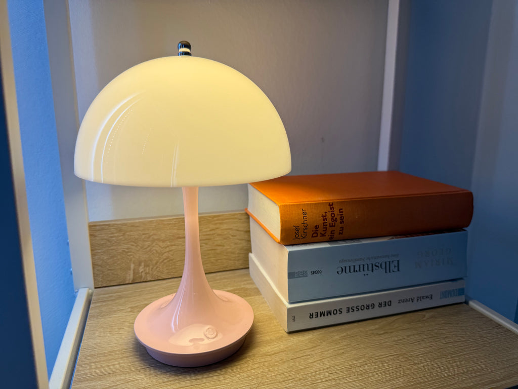 Pink Sunmush Akku-Pilzlampe – kabellos, dimmbar, stylisch
