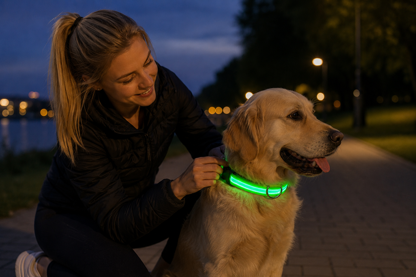 ASCEND 21 NIGHTPAW™ LED Hundehalsband – Leuchtendes Hundehalsband mit USB-Ladefunktion – Reflektierendes Sicherheits-Halsband für Nachtspaziergänge & Outdoor Aktivitäten