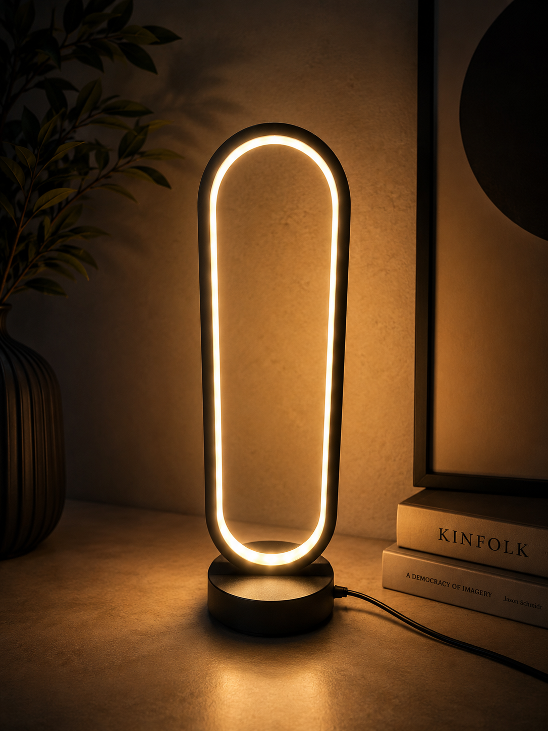 ASCEND 21 NeoLight LED Designlampe Schwarz – Futuristische Tischlampe mit modernem Ambientelicht – Minimalistische Design Leuchte für Wohnzimmer, Schlafzimmer & Homeoffice