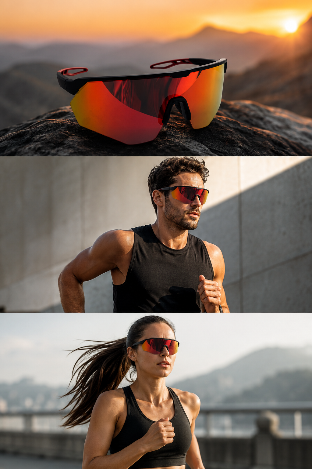 ASCEND 21 PulseRun™ Performance Sonnenbrille Rot – Sport Sonnenbrille für Damen & Herren – Leichte Laufbrille für Running, Radfahren, Outdoor, Fitness & Freizeit – Modernes Sportdesign
