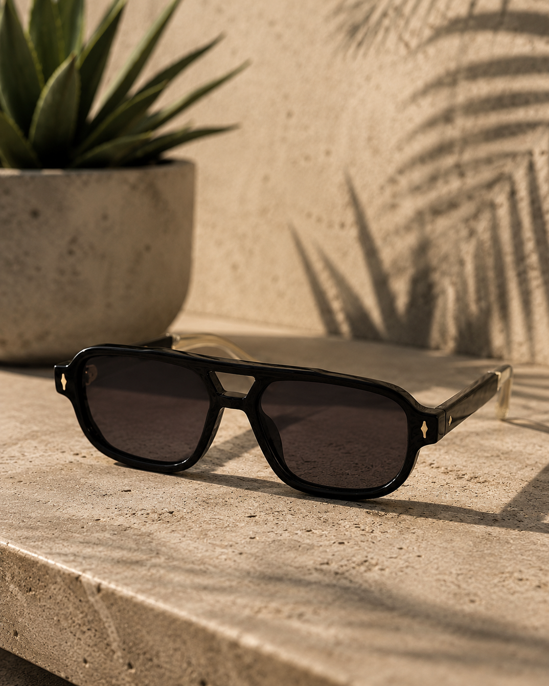ASCEND21 Noir Shade Sonnenbrille – Klassische schwarze Unisex Sonnenbrille im minimalistischen Design – Leichtes Retro-Modell für Alltag, Urlaub, Freizeit & Sommer