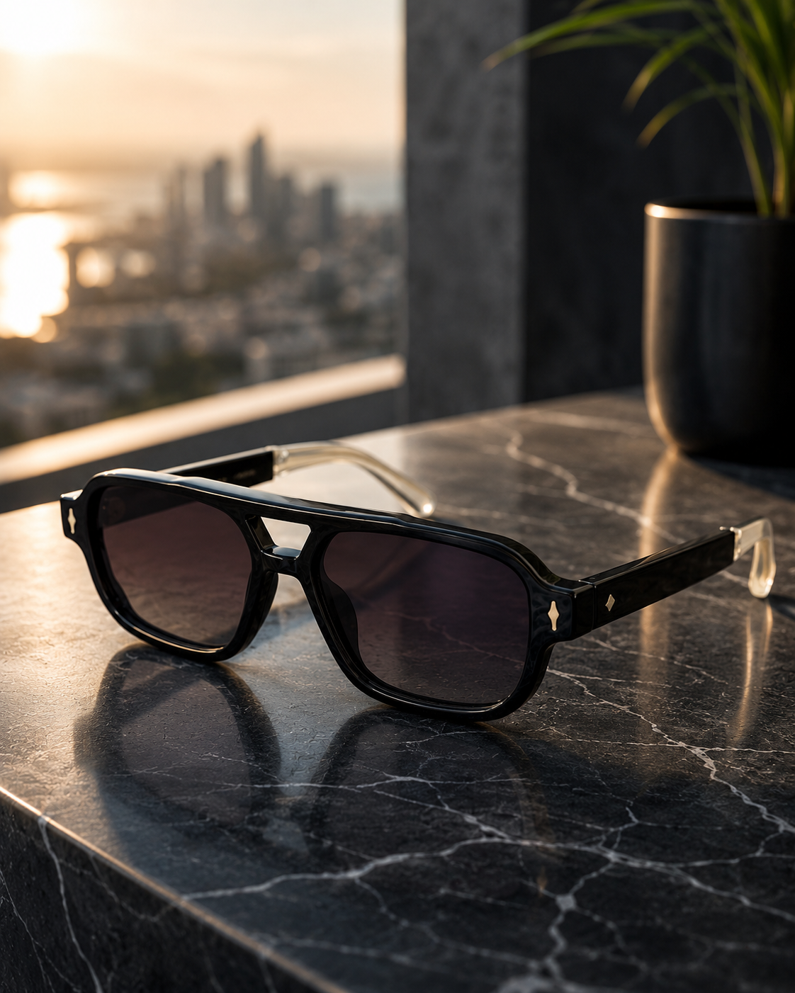 ASCEND21 Noir Shade Sonnenbrille – Klassische schwarze Unisex Sonnenbrille im minimalistischen Design – Leichtes Retro-Modell für Alltag, Urlaub, Freizeit & Sommer