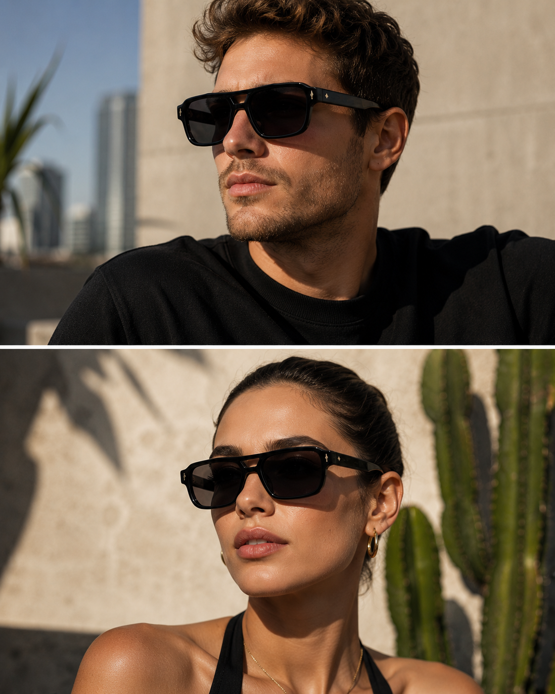 ASCEND21 Noir Shade Sonnenbrille – Klassische schwarze Unisex Sonnenbrille im minimalistischen Design – Leichtes Retro-Modell für Alltag, Urlaub, Freizeit & Sommer