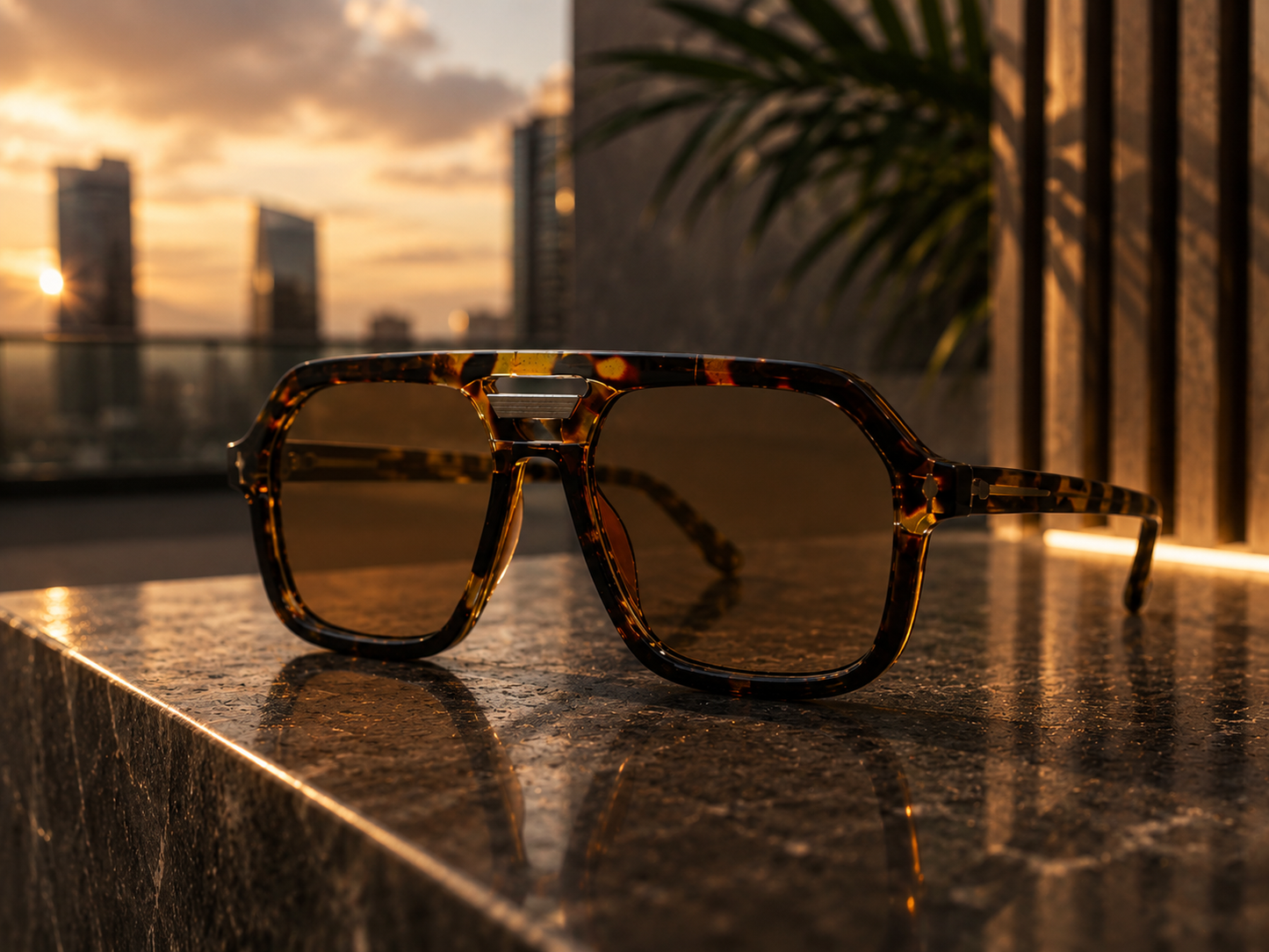 ASCEND21 Amber Shade Sonnenbrille – Unisex Sonnenbrille mit braunen Gläsern & Musterbügel – Leichte Retro Sonnenbrille für Sommer, Alltag, Reisen, Strand & City-Looks