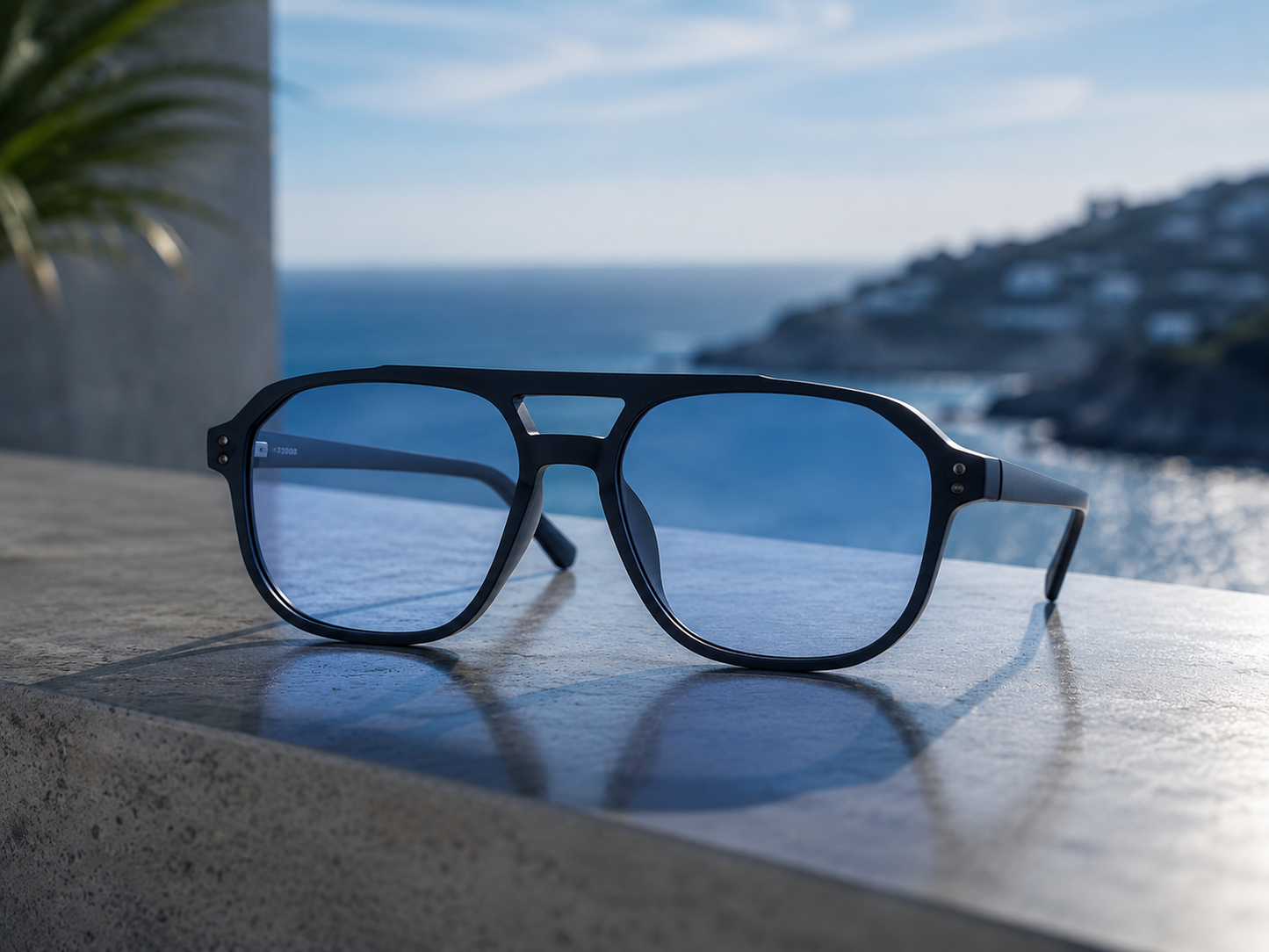 ASCEND21 Blue Horizon Sonnenbrille – Unisex Sonnenbrille mit blauen Gläsern & transparentem Rahmen – Leichte Fashion Sonnenbrille für Sommer, Freizeit, Strand & City-Looks