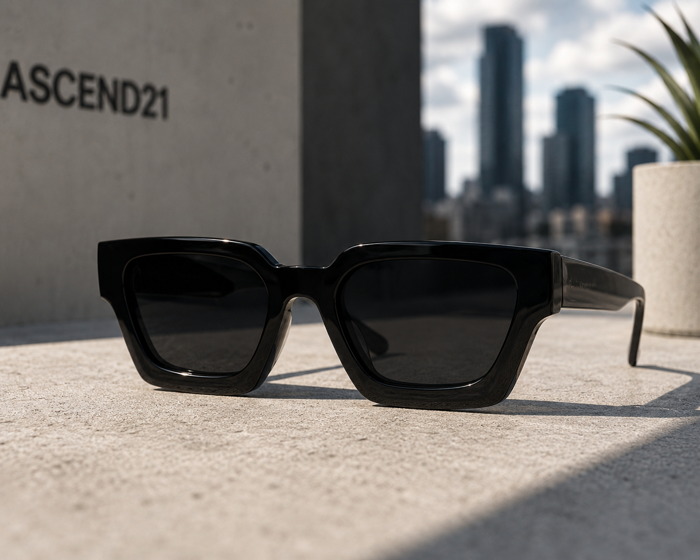 ASCEND21 Shadow Edge Sonnenbrille – Unisex Sonnenbrille mit markantem schwarzem Rahmen – Moderne kantige Sonnenbrille für Alltag, Reisen, Freizeit & City-Looks