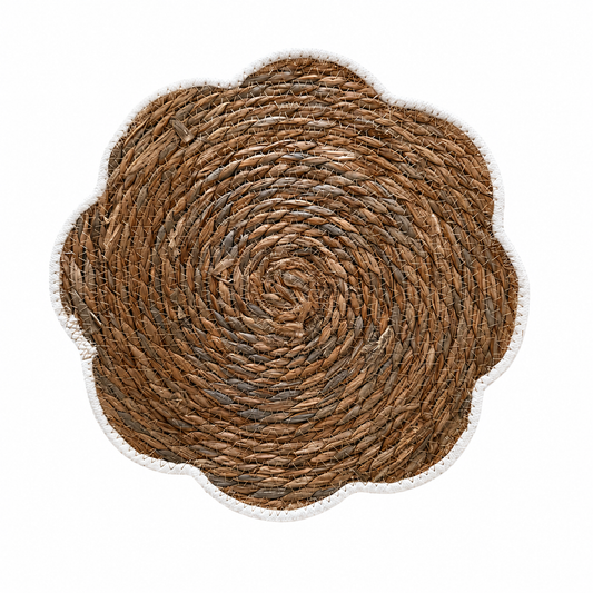 ASCEND 21 Boho Tischset Blume aus Naturfaser – Dekoratives geflochtenes Platzset im Naturdesign für Esstisch, Küche & Wohnaccessoires
