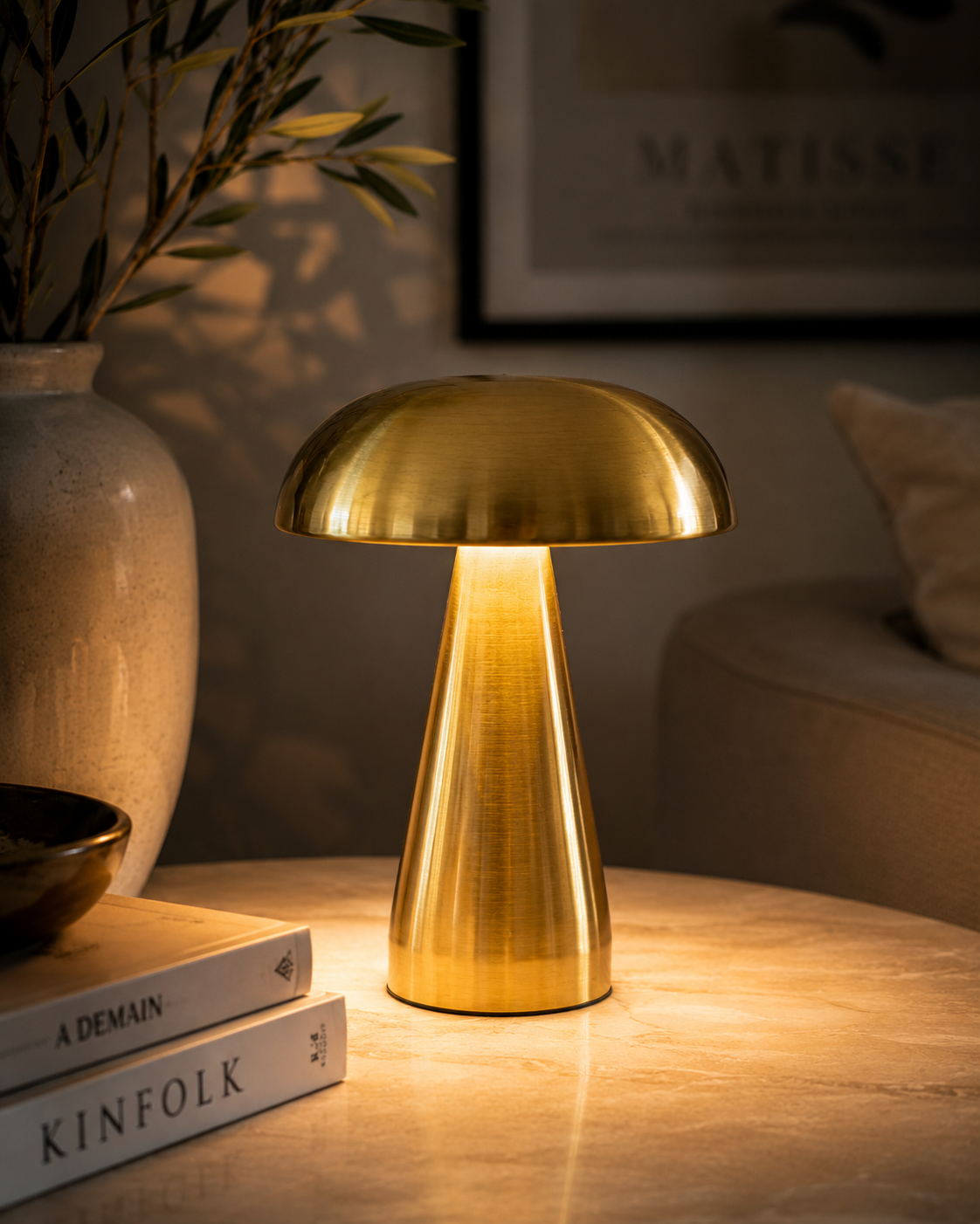 ASCEND 21 Golden Glow Designlampe – Moderne LED Tischlampe im dänischen Design | Dimmbares Stimmungslicht mit verschiedenen Lichtmodi