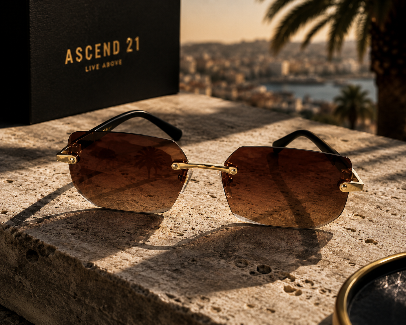 ASCEND 21 Retro Shade Deko-Sonnenbrille – Dunkelbraune Gläser im klassischen Vintage-Design – Stylische Dekobrille für Fotografie, Schaufenster, Requisiten & kreative Raumgestaltung