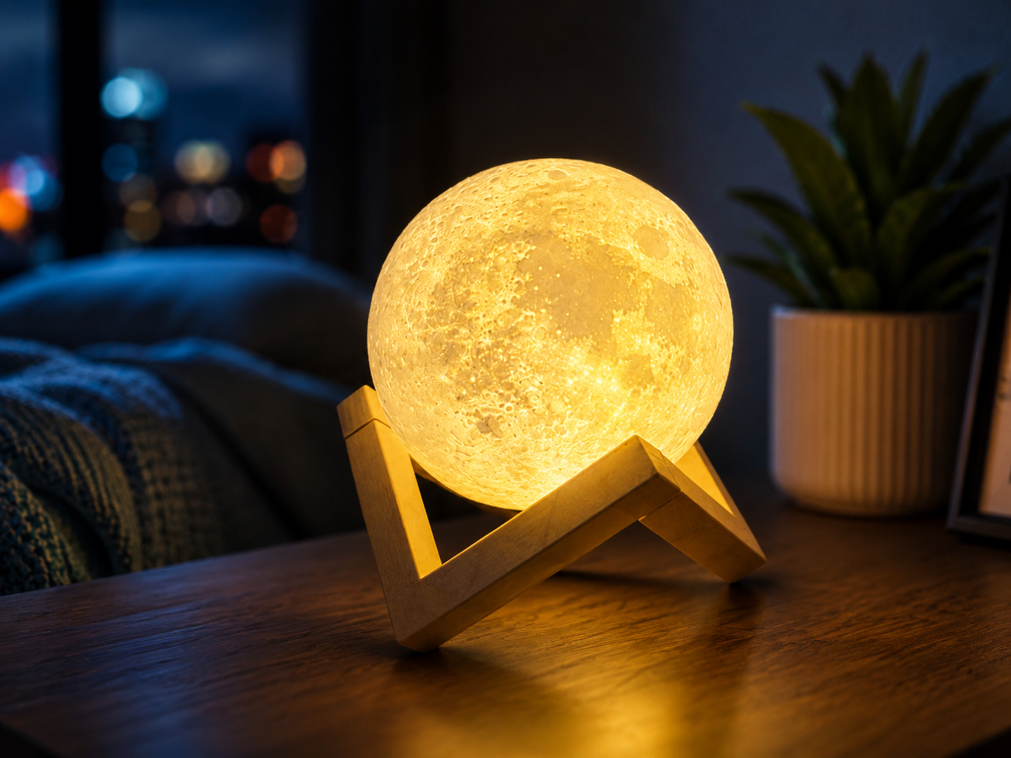 LunaGlow™ Mondlampe – Stimmungsvolle Mondleuchte für Nachttisch, Wohnzimmer & Kinderzimmer | Dekoratives Nachtlicht mit sanftem Licht
