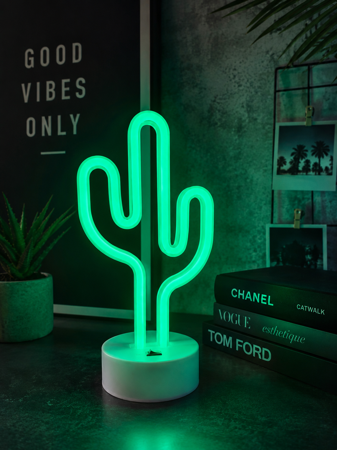 ASCEND 21 Neon Cactus Glow LED Deko-Lampe Grün | Moderne Kaktus Leuchte für Wohnzimmer, Schlafzimmer & Home Office | Stilvolle Tischdekoration | Ambientelicht für moderne Wohnräume