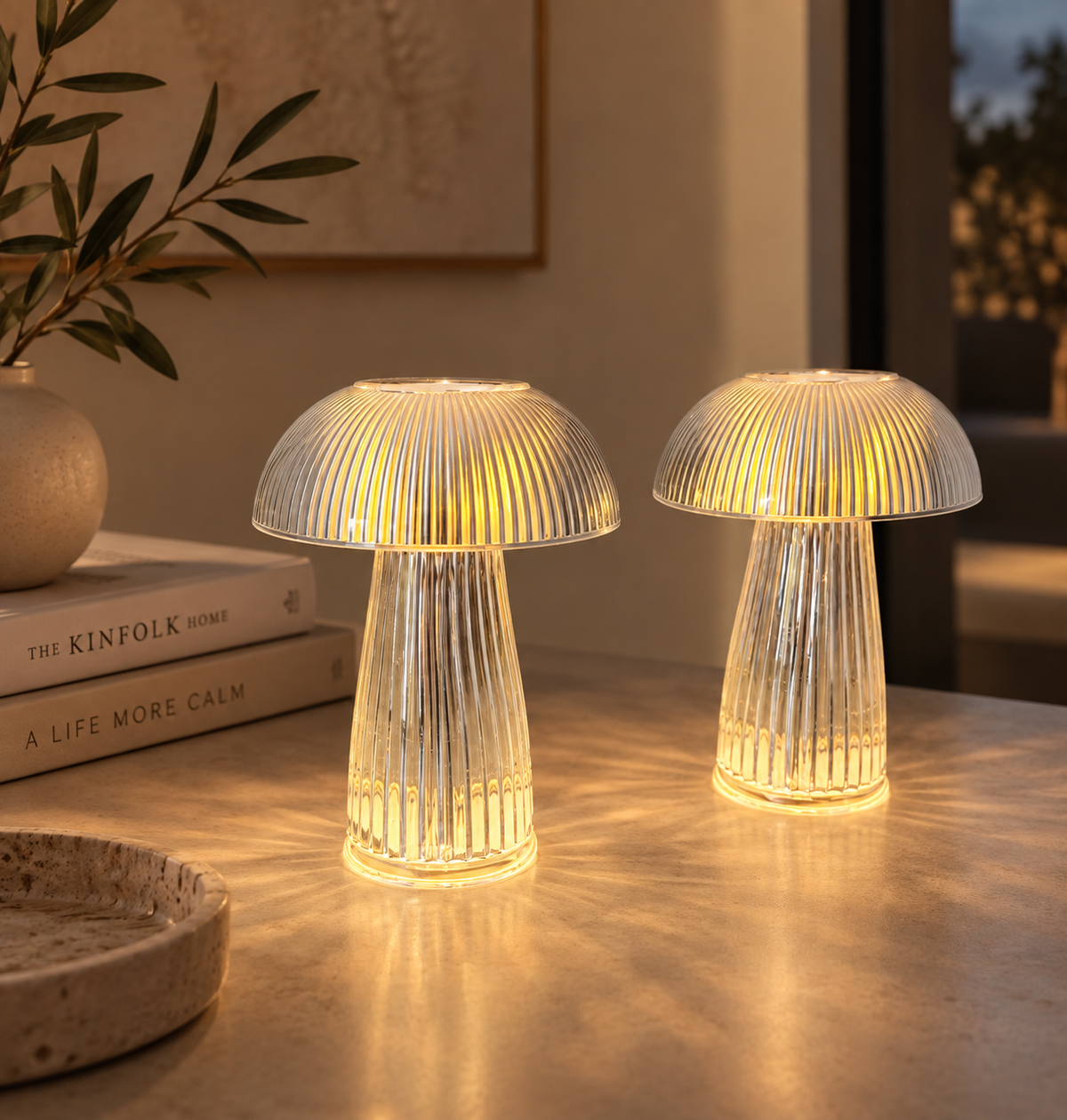 ASCEND 21 CRYSTAL MUSHROOM™ – Transparente LED Design-Tischlampe im modernen Pilzdesign