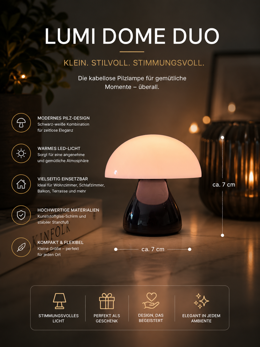 Lumi Dome Duo – Minimalistisches Design für stimmungsvolle Momente.