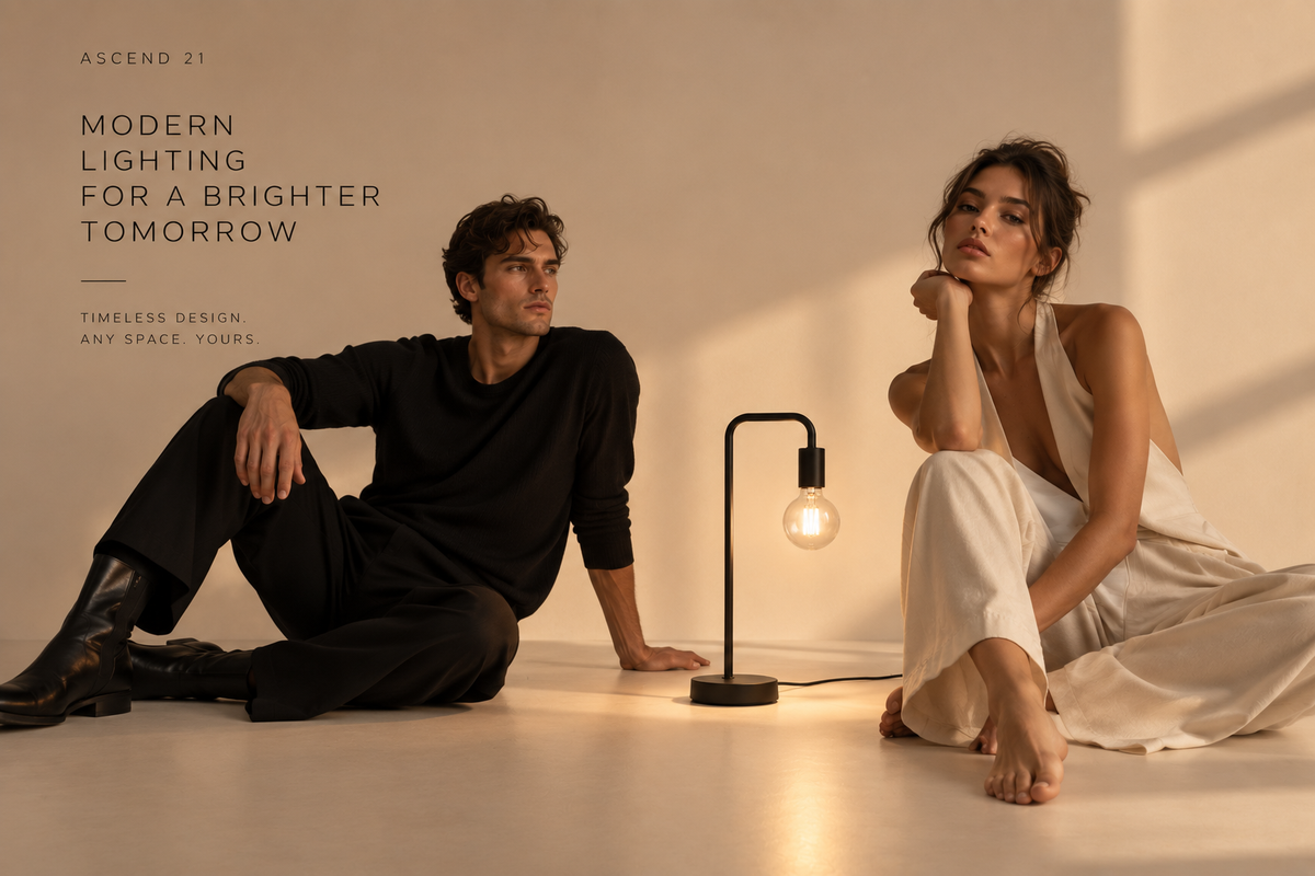 ASCEND 21 ARC BLACK™ Tischlampe Schwarz – 51 cm hohe Design-Tischleuchte aus Metall – Minimalistische Leuchte für Wohnzimmer, Schlafzimmer, Sideboard & Schreibtisch – ohne Leuchtmittel