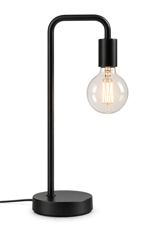 ASCEND 21 ARC BLACK™ Tischlampe Schwarz – 51 cm hohe Design-Tischleuchte aus Metall – Minimalistische Leuchte für Wohnzimmer, Schlafzimmer, Sideboard & Schreibtisch – ohne Leuchtmittel