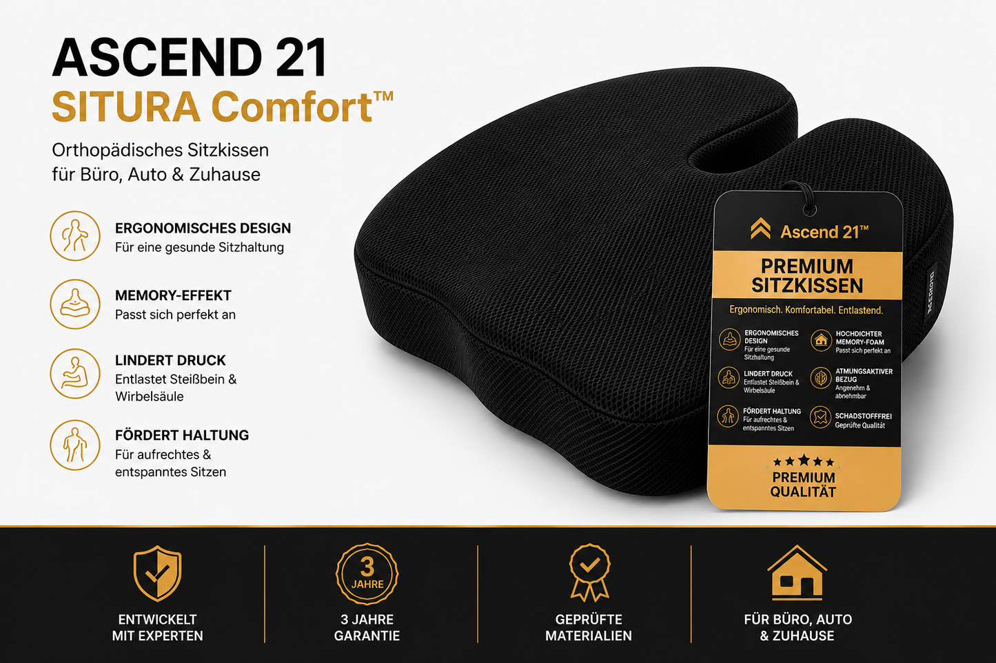 SITURA COMFORT™ – Ergonomisches Sitzkissen für Alltag & Büro