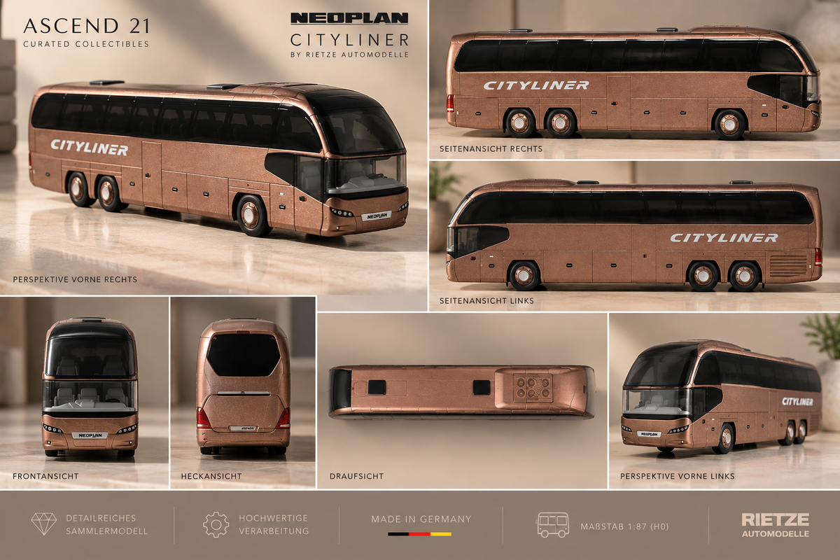ASCEND 21 Rietze Neoplan Cityliner – Busmodell in Bronze Metallic | Sammlermodell 1:87 | Made in Germany