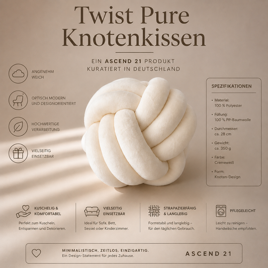 Limitiertes Twist Pure Knotenkissen Weiß – stylisch & gemütlich