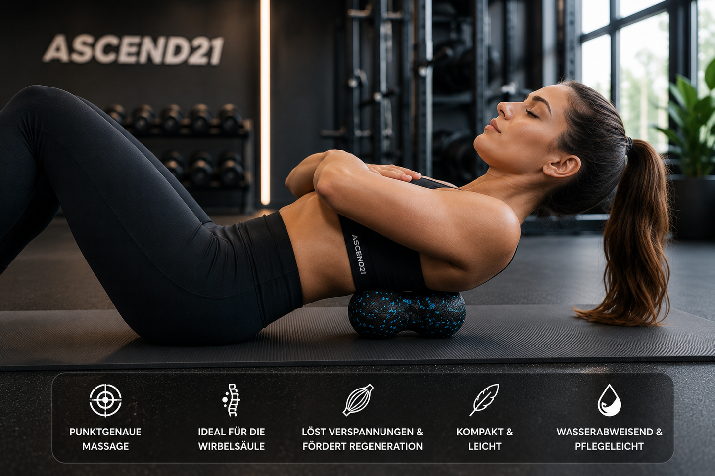 PEANUTROLL® Faszienrolle Erdnussform – Double Ball Massageball für Rücken, Nacken & Wirbelsäule – Triggerpunkt Massage zur Muskelentspannung & Regeneration – EVA Faszienball mittelfest