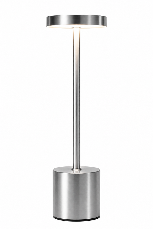 ASCEND 21 Aurora Silver Touch – LED-Tischlampe in gebürstetem Silber mit Touch-Dimmer