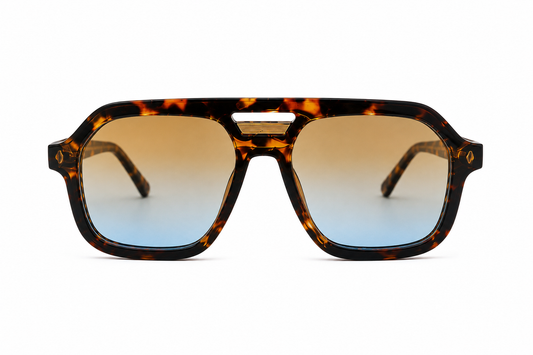 ASCEND21 Azure Frame II Sonnenbrille – Unisex Sonnenbrille mit blauen Gläsern & geflecktem Design – Leichte Retro Sonnenbrille für Sommer, Reisen, Freizeit & City-Looks