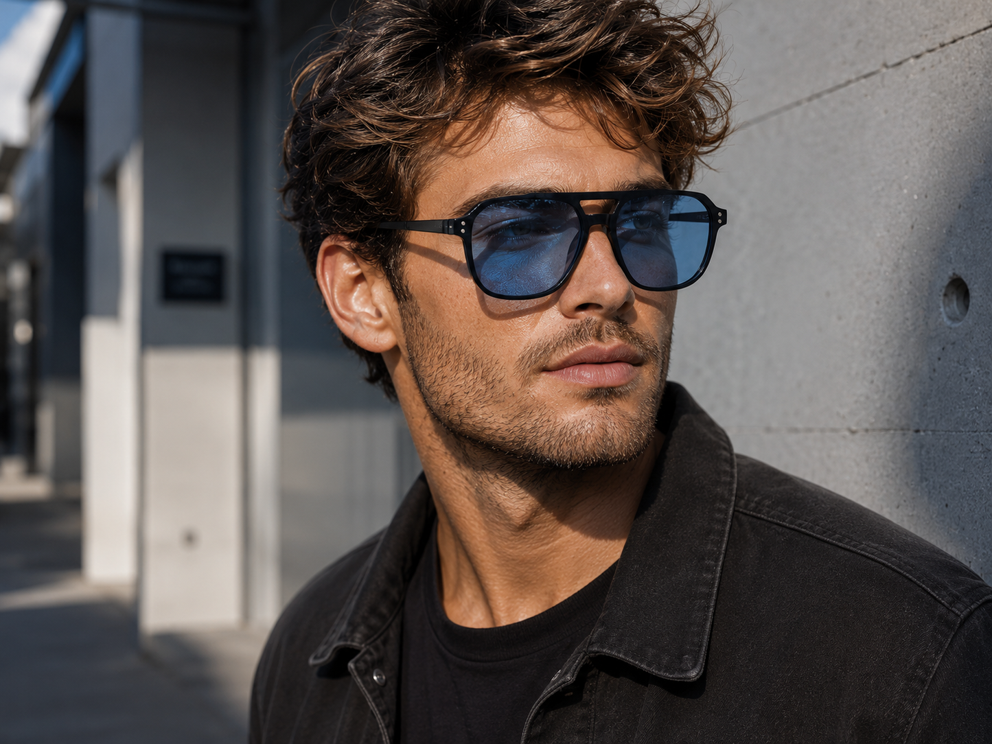 ASCEND21 Blue Horizon Sonnenbrille – Unisex Sonnenbrille mit blauen Gläsern & transparentem Rahmen – Leichte Fashion Sonnenbrille für Sommer, Freizeit, Strand & City-Looks