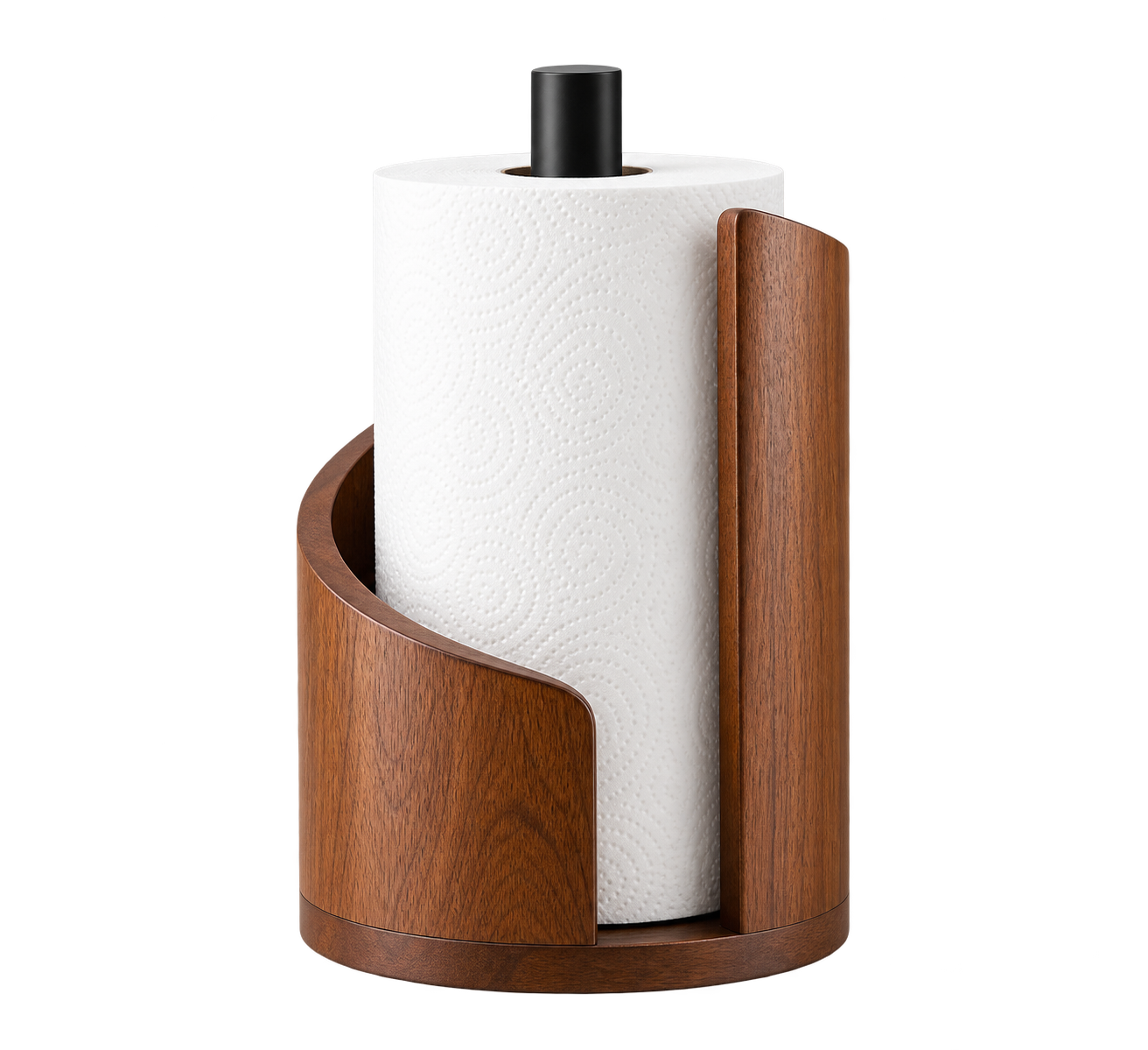 ASCEND 21 Nordic Arc Küchenrollenhalter aus Holz – Moderner Küchenrollenständer mit geschwungenem Design – Freistehender Papierrollenhalter für Arbeitsplatte & Küche – Braun