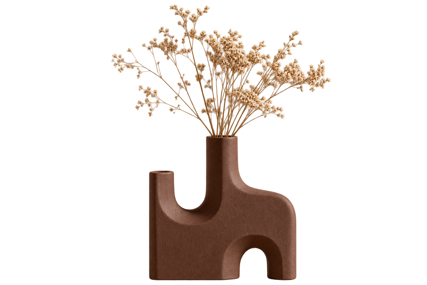 ASCEND 21 Nordic Arch Design Vase Braun – Moderne skulpturale Deko Vase für Trockenblumen – Minimalistische Blumenvase für Wohnzimmer, Sideboard, Regal & Esstisch