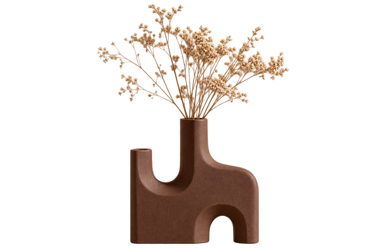 ASCEND 21 Nordic Arch Design Vase Braun – Moderne skulpturale Deko Vase für Trockenblumen – Minimalistische Blumenvase für Wohnzimmer, Sideboard, Regal & Esstisch