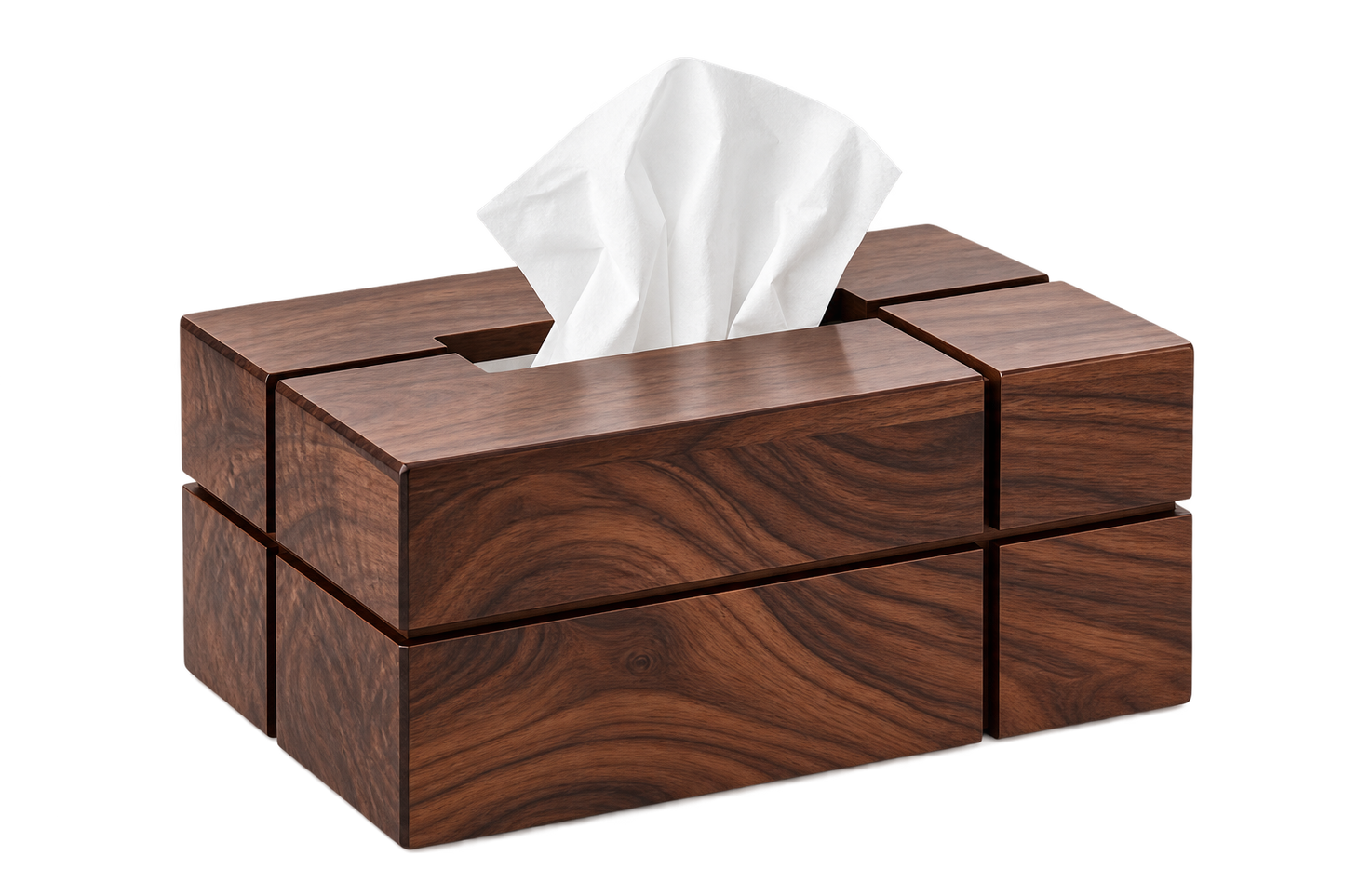 ASCEND 21 Nordic Block Taschentuchbox aus Holz – Dekorative Tissue Box in Nussbaum-Optik – 20 × 13 × 10 cm – Minimalistischer Taschentuchspender für Wohnzimmer, Schlafzimmer & Büro