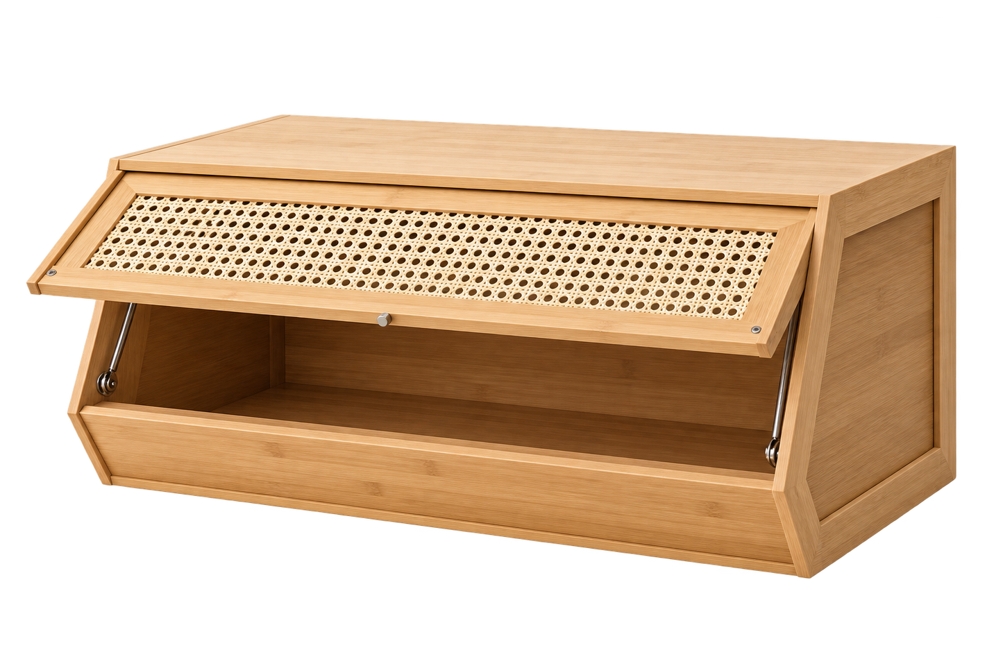 ASCEND 21 Nordic Cane Aufbewahrungsbox – Holzoptik mit geflochtener Front – 70 × 30 × 31 cm – Dekorativer Organizer für Wohnzimmer, Schlafzimmer & Büro