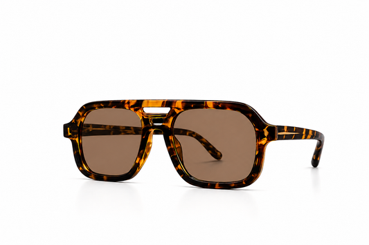ASCEND21 Amber Shade Sonnenbrille – Unisex Sonnenbrille mit braunen Gläsern & Musterbügel – Leichte Retro Sonnenbrille für Sommer, Alltag, Reisen, Strand & City-Looks