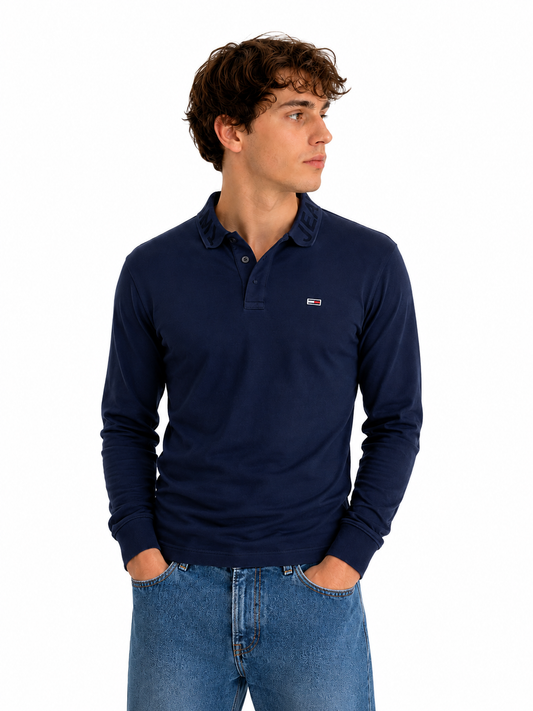Tommy Jeans Langarm Poloshirt Navy Größe S