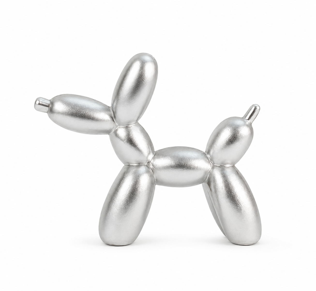 LUMINO DOG™ Silberne Hunde Skulptur – Moderne Deko Figur in Silberoptik, Elegantes Wohnaccessoire für Wohnzimmer, Sideboard, Regal & Büro, Minimalistische Design Dekoration