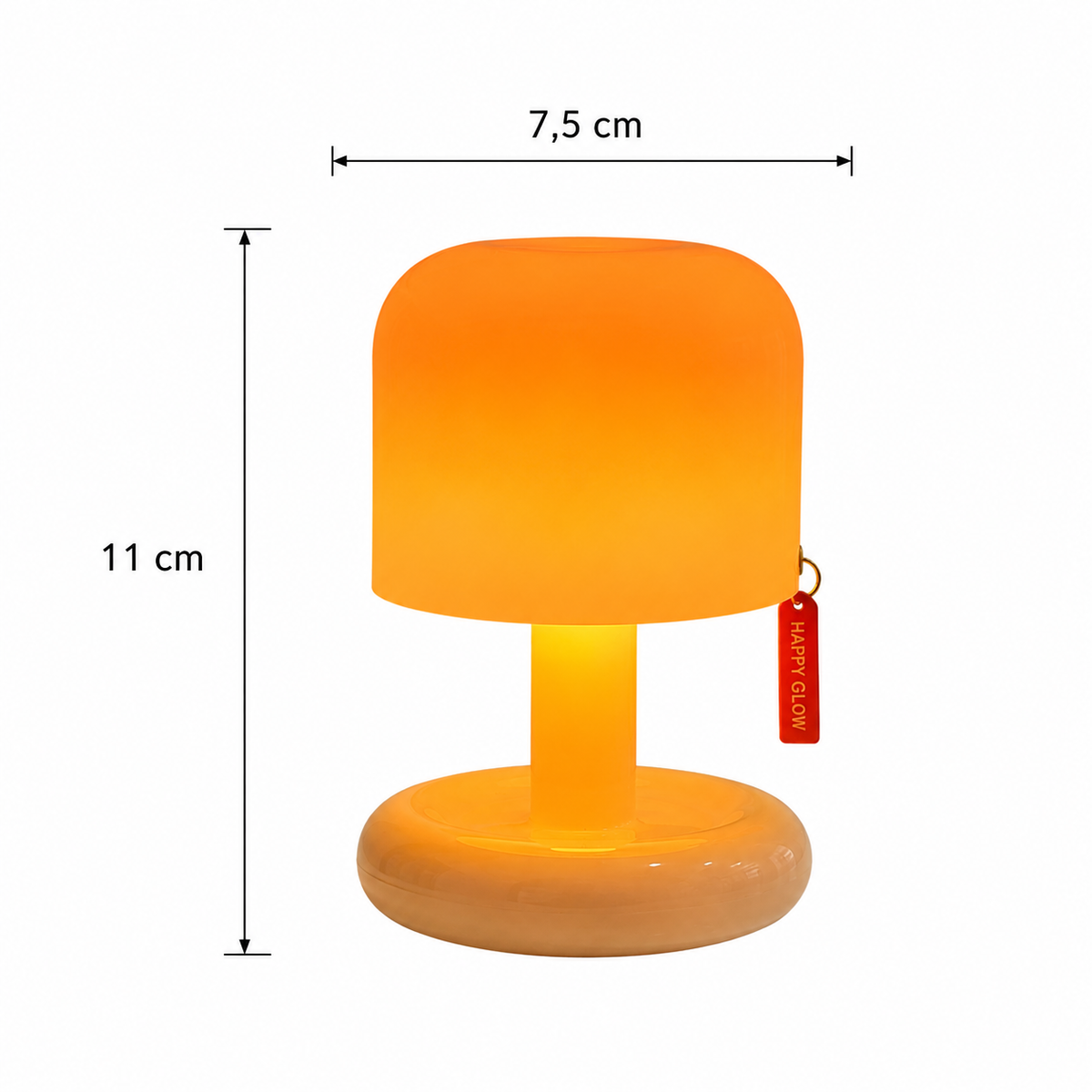 ASCEND 21 Happy Glow Mini LED Tischlampe Orange – Moderne Retro Pilzlampe für Schlafzimmer, Wohnzimmer & Fensterbank – Cozy Mood Light im Design Look