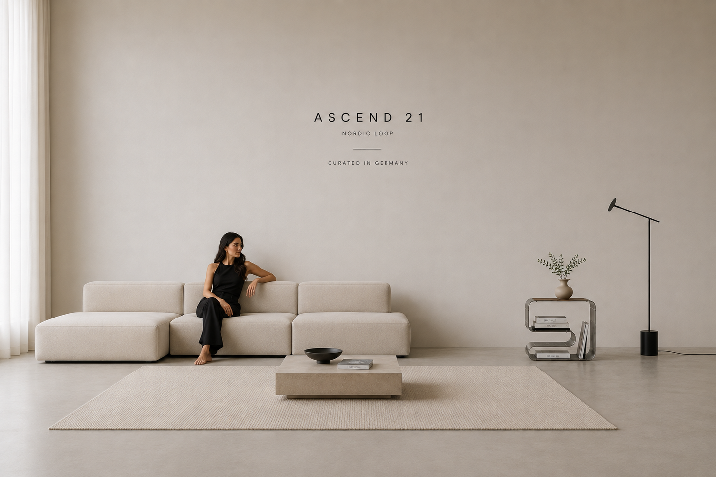 ASCEND 21 Nordic Loop – Moderner Design-Beistelltisch aus Metall – Minimalistischer Sofatisch mit integriertem Bücherregal & Zeitschriftenhalter – Skandinavischer Wohnzimmertisch für Wohnzimmer, Schlafzimmer & Lounge