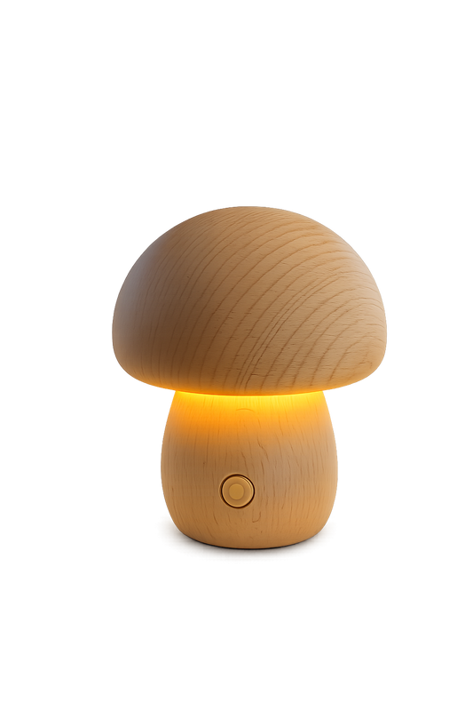 ASCEND 21 Nordic Mushroom Light – Dekorative Pilzlampe in Holzoptik für stilvolle Wohnräume – Modernes Stimmungslicht