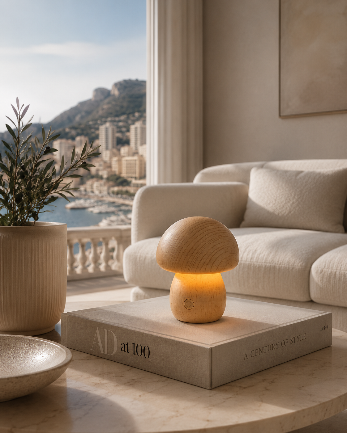 ASCEND 21 Nordic Mushroom Light – Dekorative Pilzlampe in Holzoptik für stilvolle Wohnräume – Modernes Stimmungslicht
