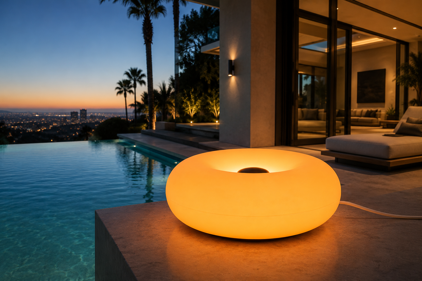 ASCEND 21 Orbit Glow Design LED Lampe Orange – Futuristische Tischlampe im Space-Age Stil – Modernes Ambientelicht für Wohnzimmer, Schlafzimmer & Homeoffice