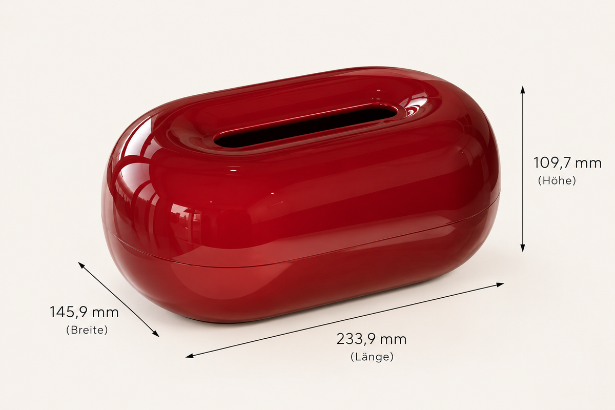 ASCEND 21 VELORA – Premium Design Tissue Box Burgundy Red | Hochglänzende Kosmetiktücherbox in Weinrot | Moderner Taschentuchspender mit organischer Form | Dekorative Taschentuchbox für Wohnzimmer, Bad & Büro