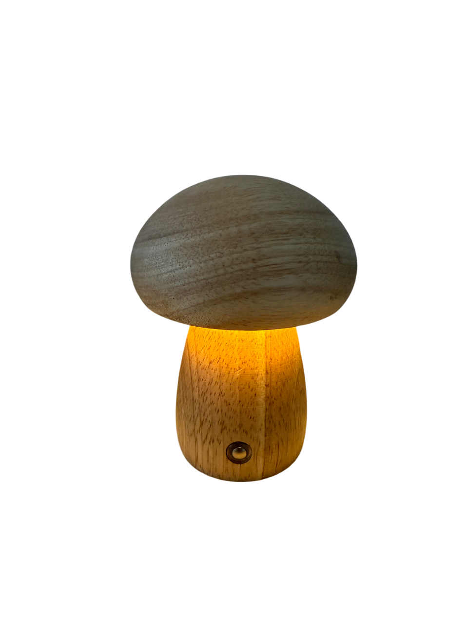 Akku-Tischlampe Wooden Mushroom – Echtholz mit warmem LED-Licht