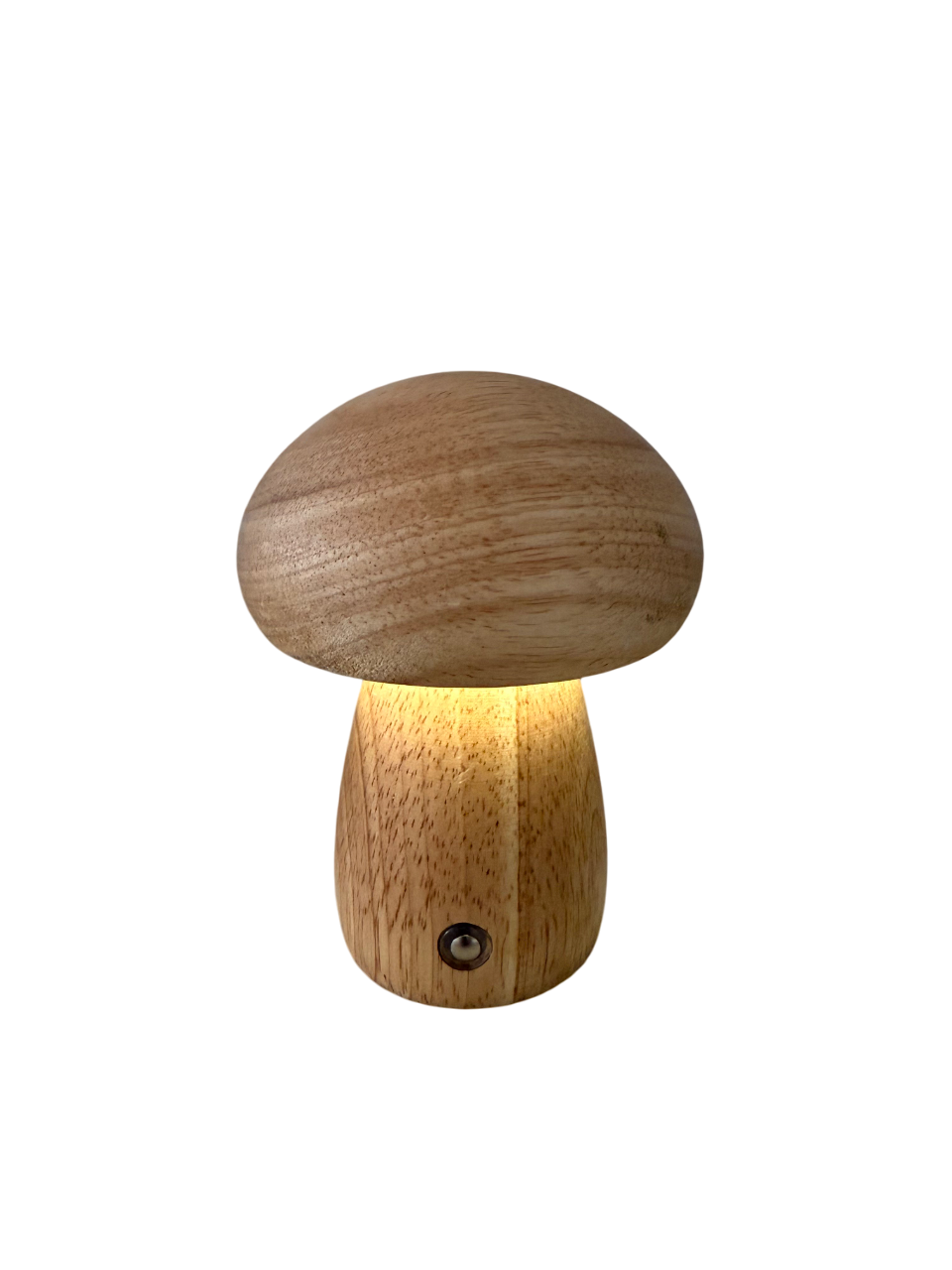 Akku-Tischlampe Wooden Mushroom – Echtholz mit warmem LED-Licht