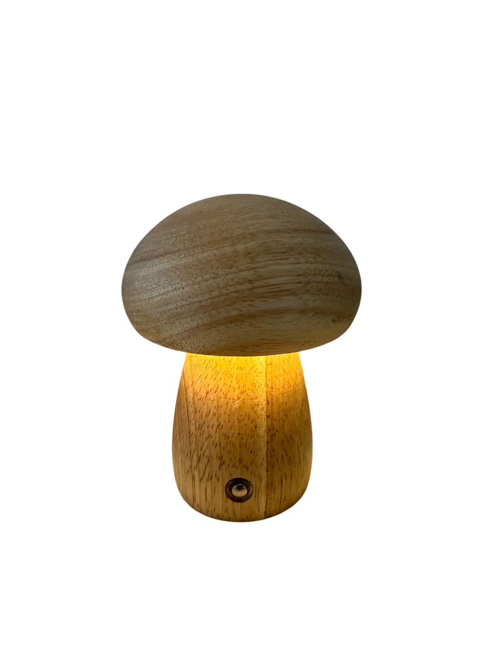 Akku-Tischlampe Wooden Mushroom – Echtholz mit warmem LED-Licht
