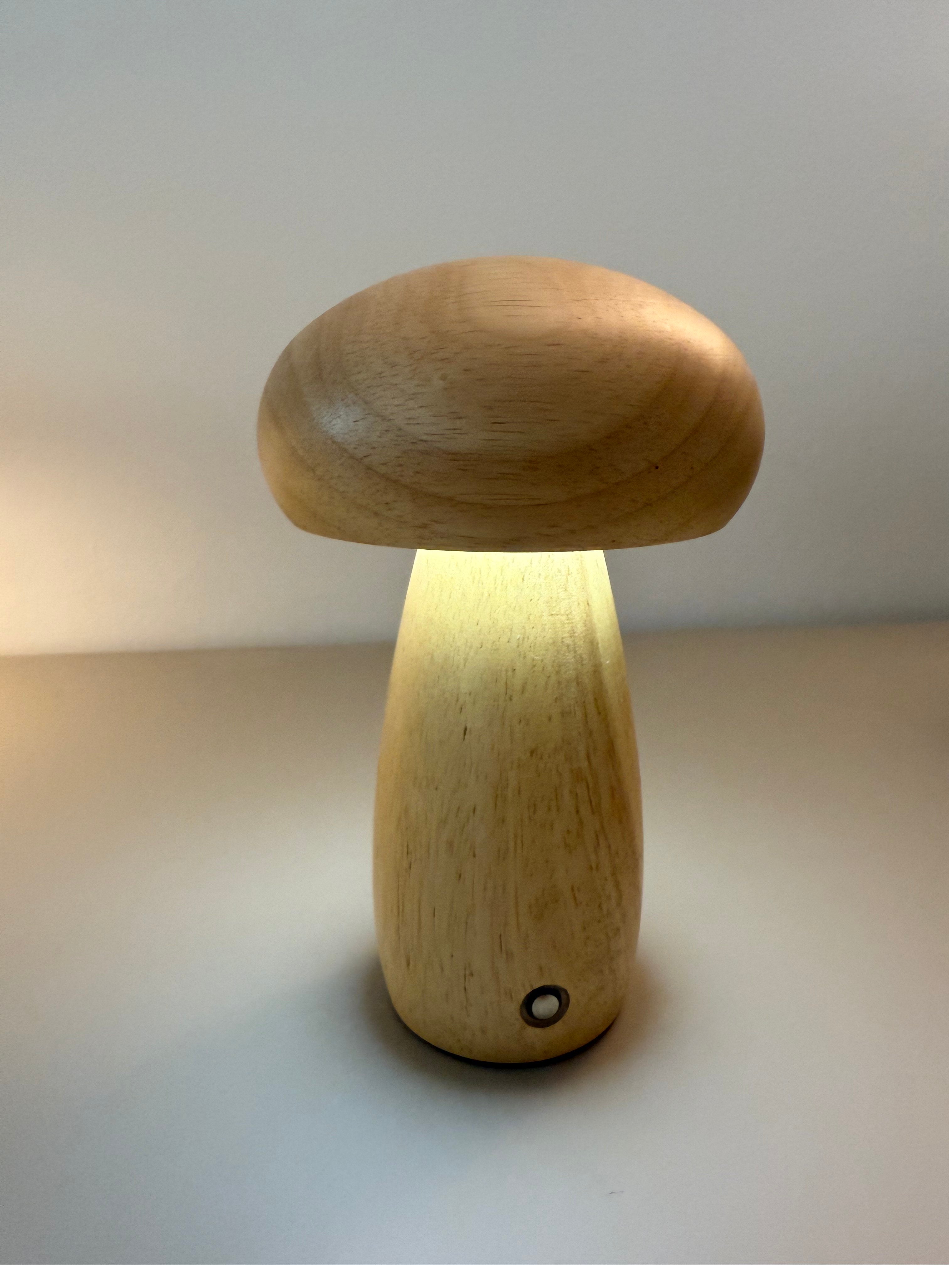Mini Akku-Pilzlampe "Natural Light" - warmes Holzdesign