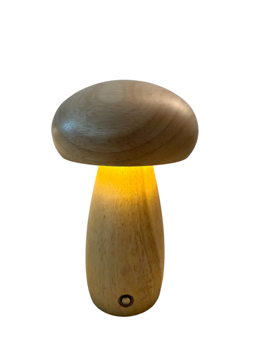 Mini Akku-Pilzlampe "Natural Light" - warmes Holzdesign